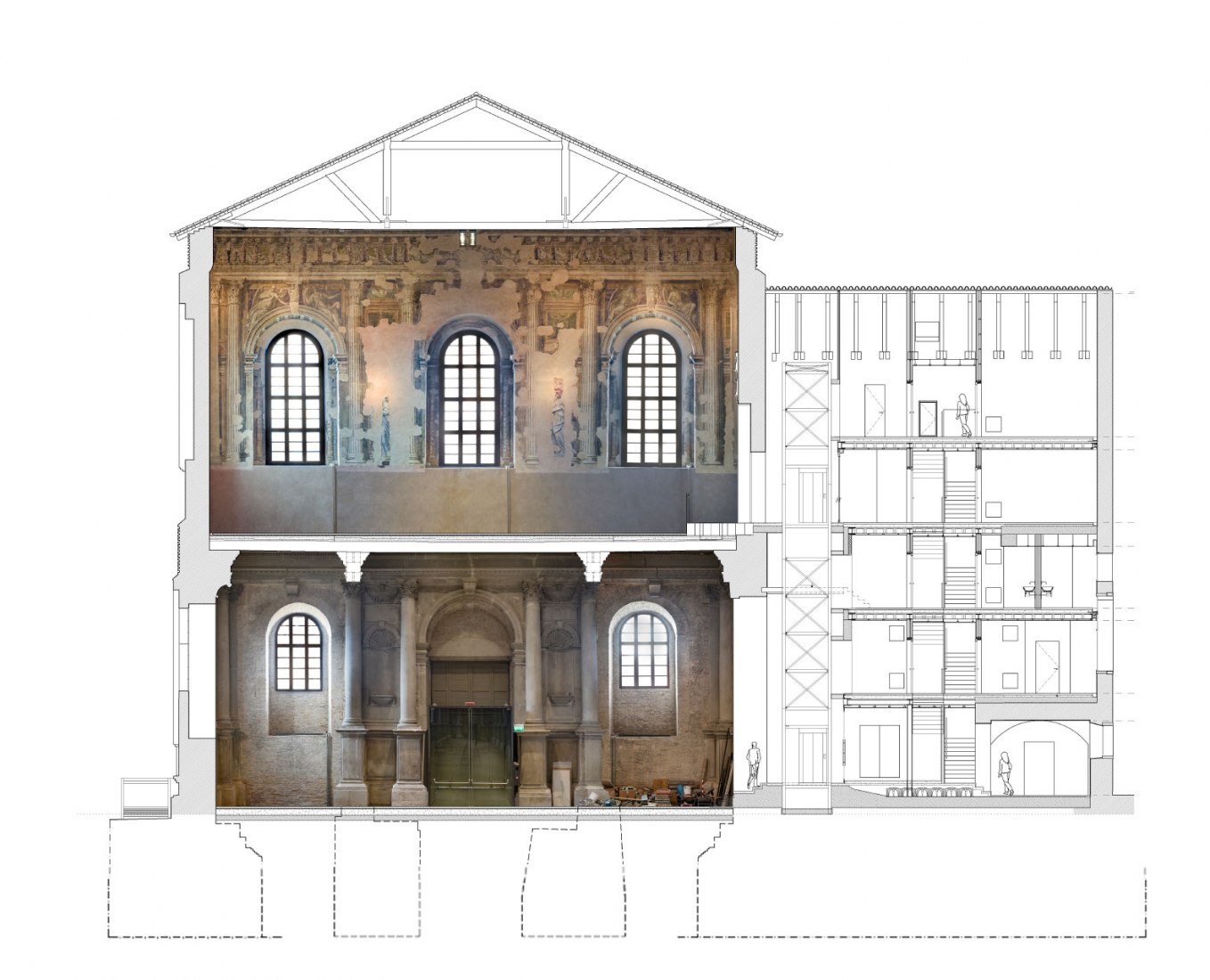 Sección transversal. Imagen cortesía de Scuola Grande Della Misericordia di Venezia. 