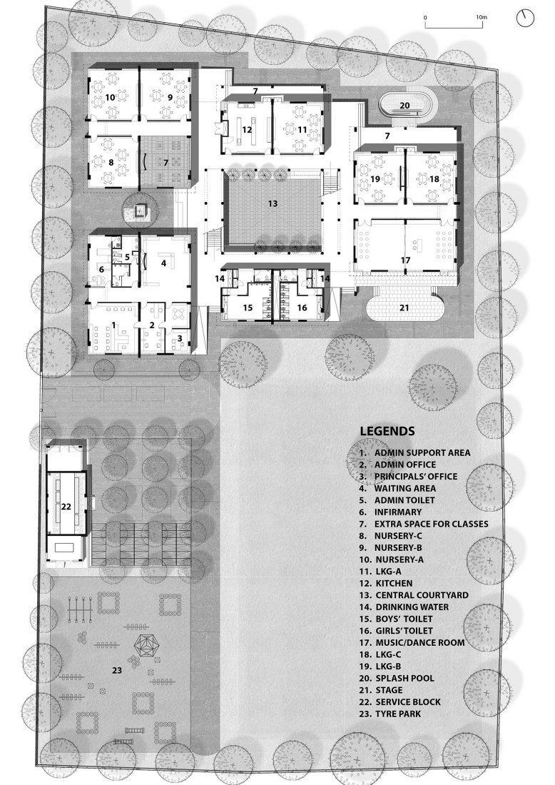 Plano de situación. Escuela primaria Taksila Roots por SGA-Studio.