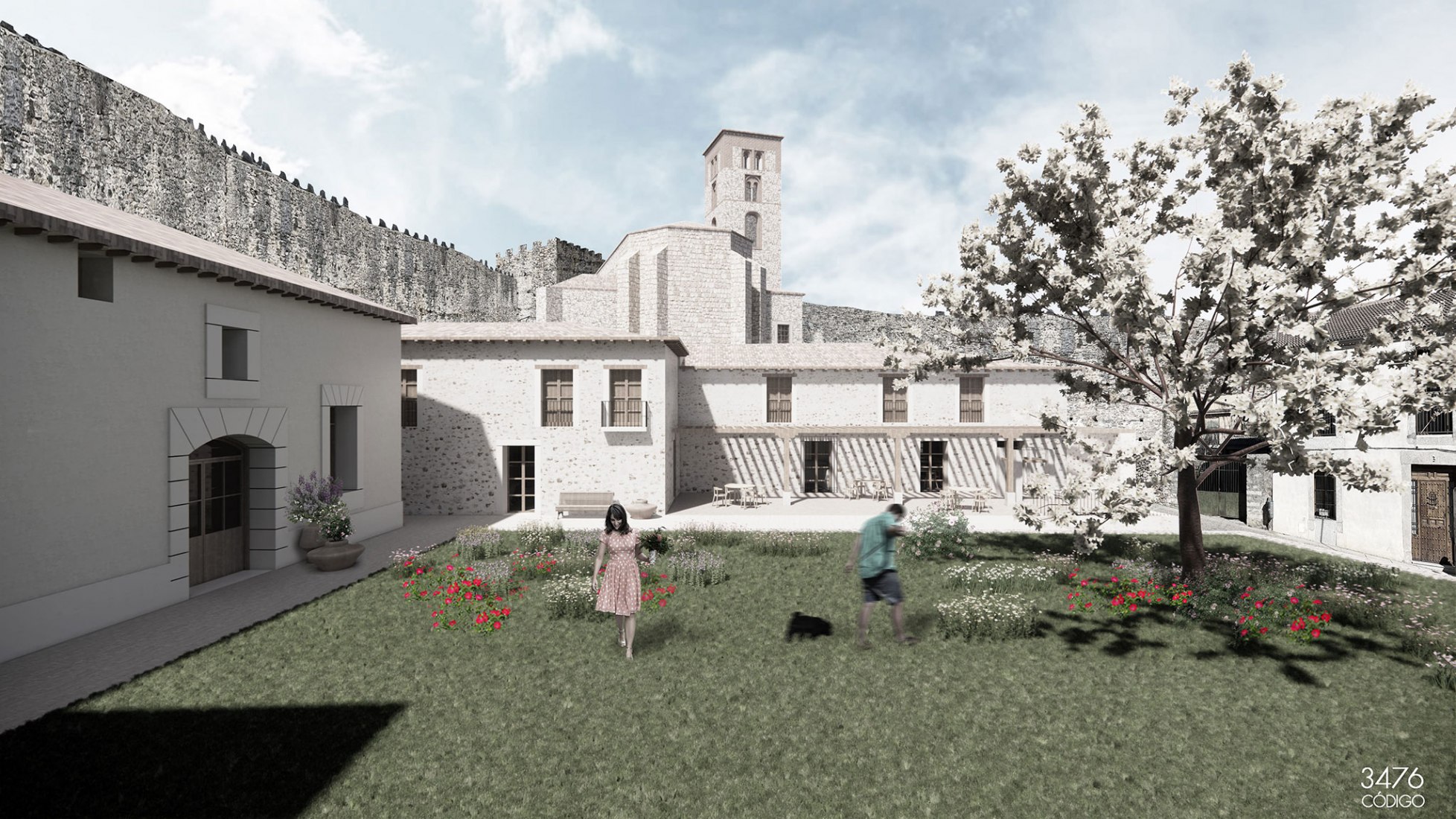 Rendering. First prize. "Estratos" by Javier Senosiain Jauregui. Winning proposal for Buitrago de Lozoya municipality.