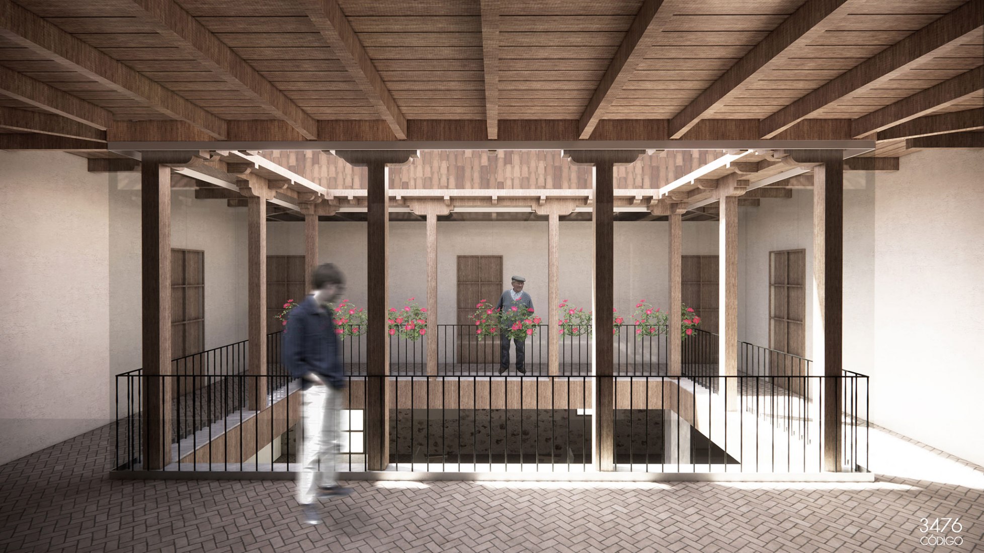 Rendering. First prize. "Estratos" by Javier Senosiain Jauregui. Winning proposal for Buitrago de Lozoya municipality.