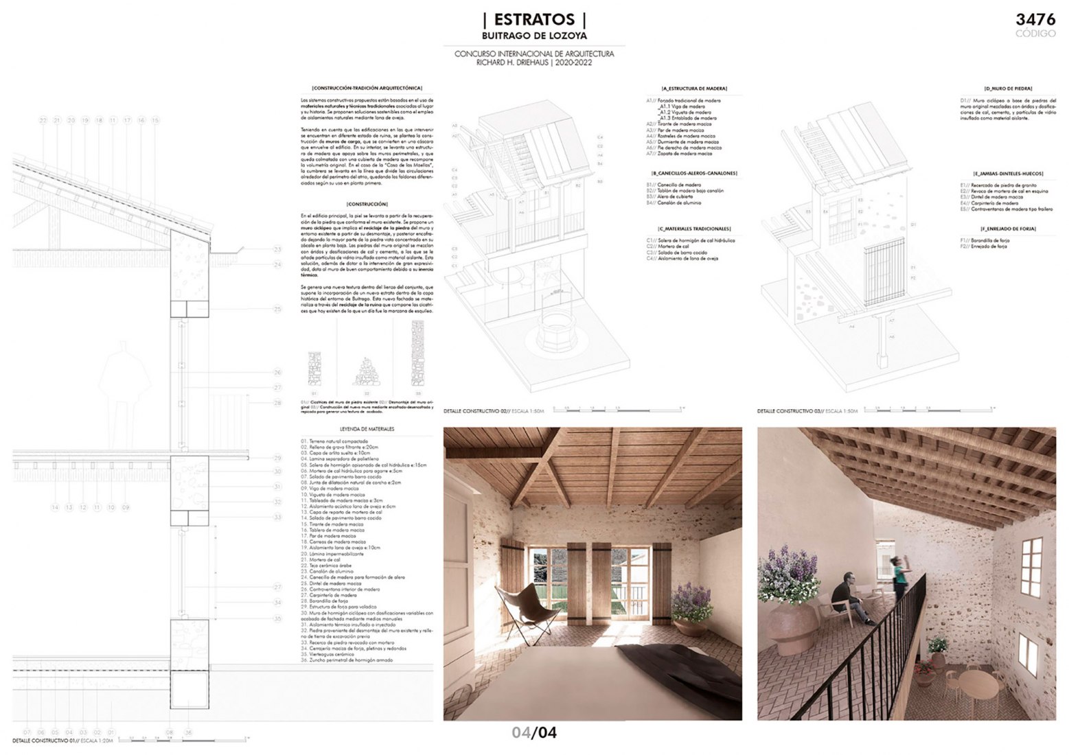 Board. First prize. "Estratos" by Javier Senosiain Jauregui. Winning proposal for Buitrago de Lozoya municipality.