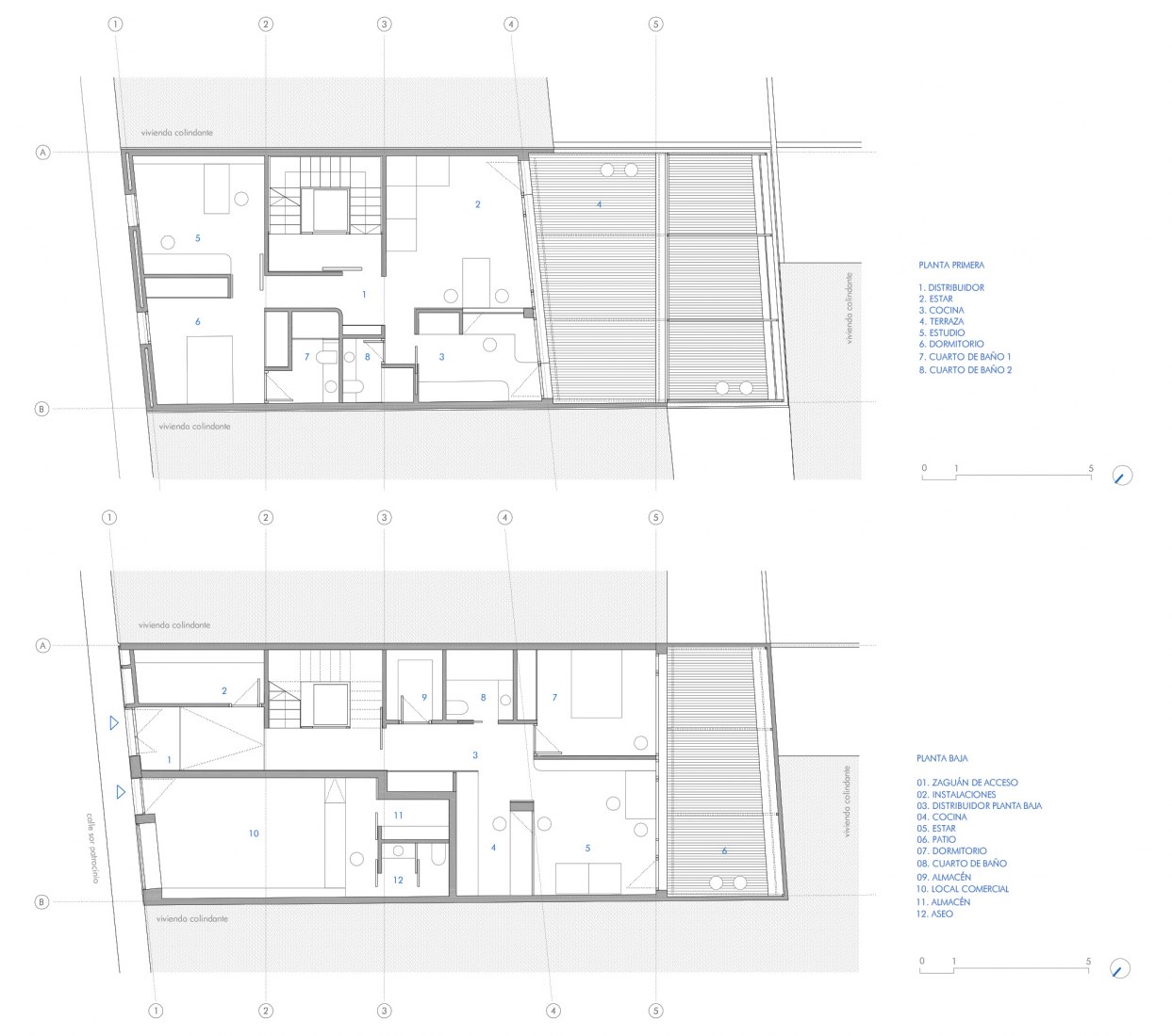 Ground and first floor plan. Henche House by Taller Abierto.