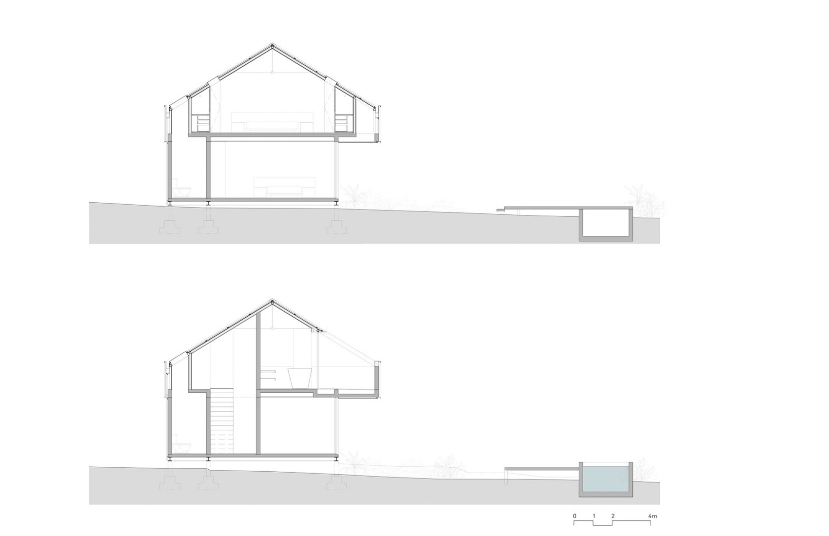 Secciones. Casa Gardenia por Estudio Atemporal.