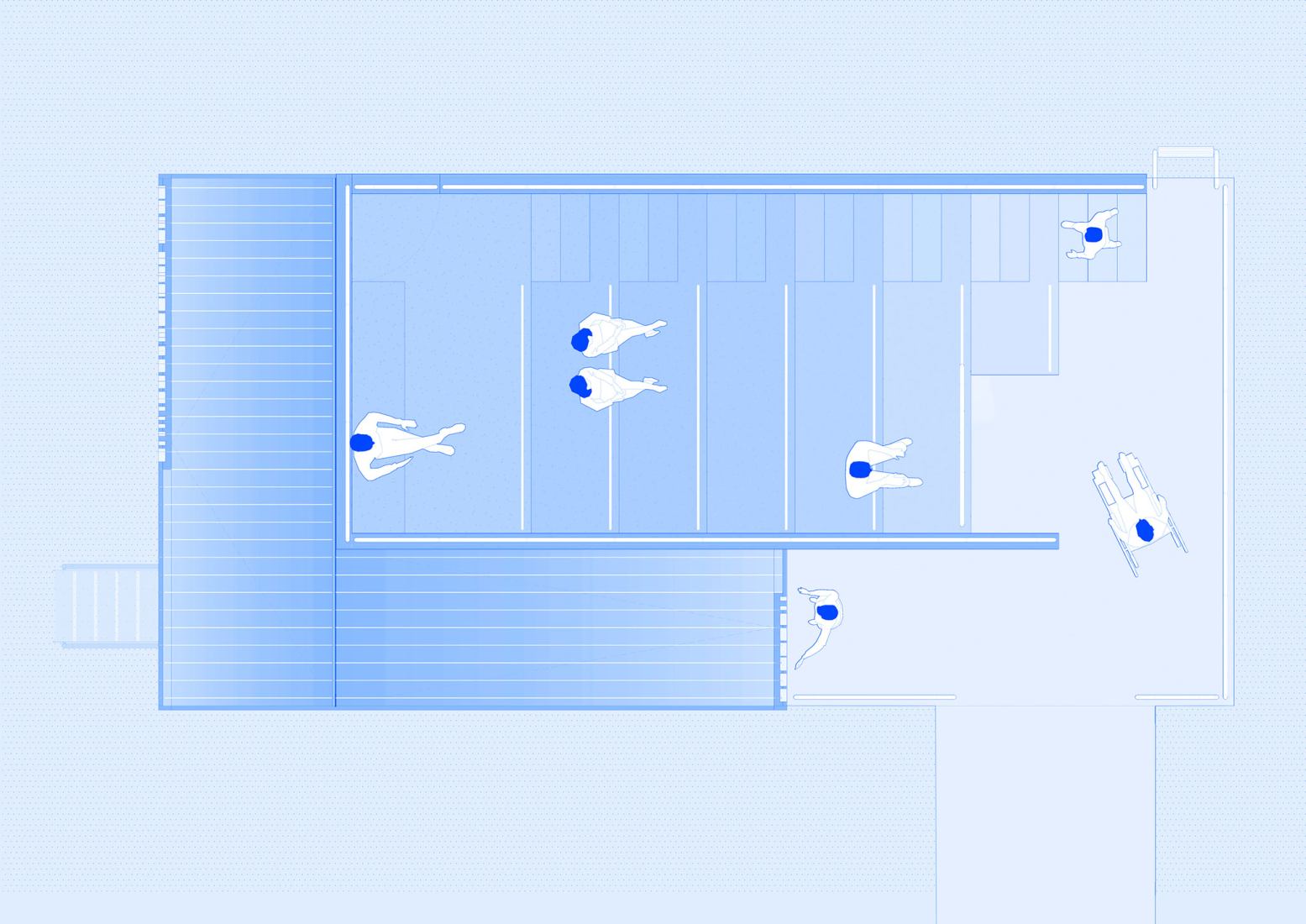 Plano de planta de cubierta. Sauna Flotante de Acceso Universal TROSTEN por estudioHerreros.