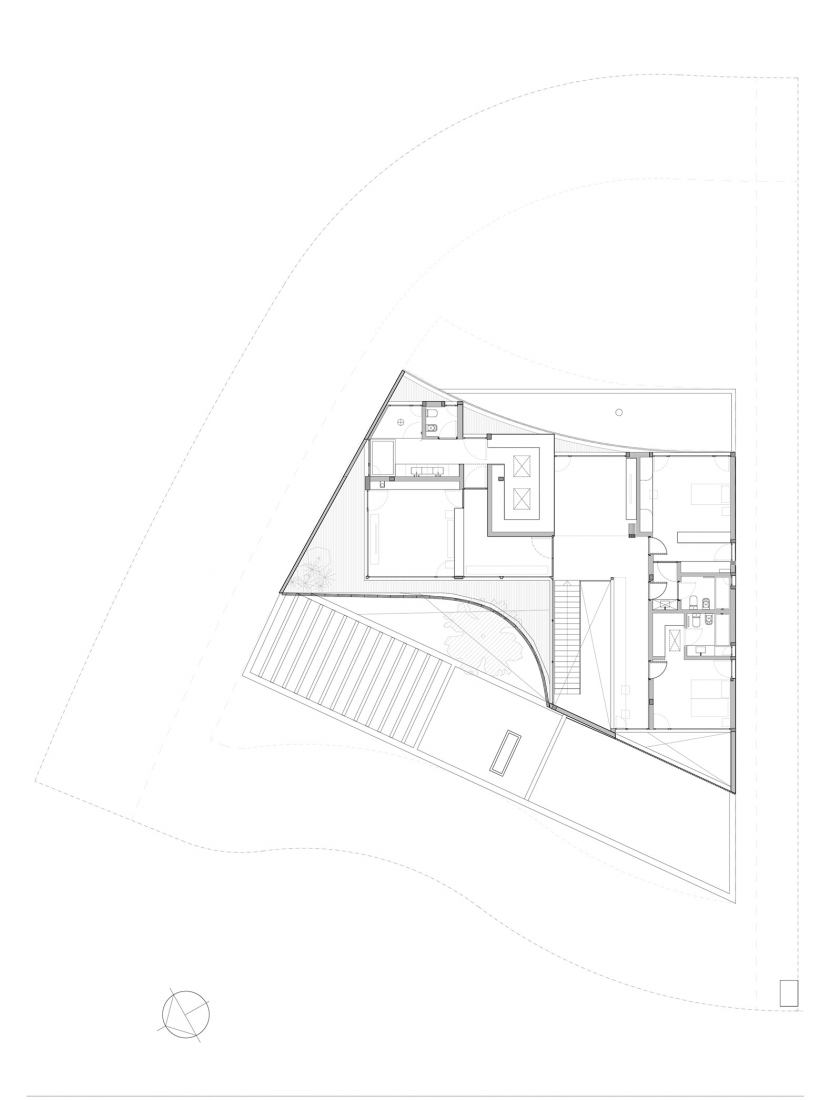 First floor plan. Orbit House by Estudio PK.