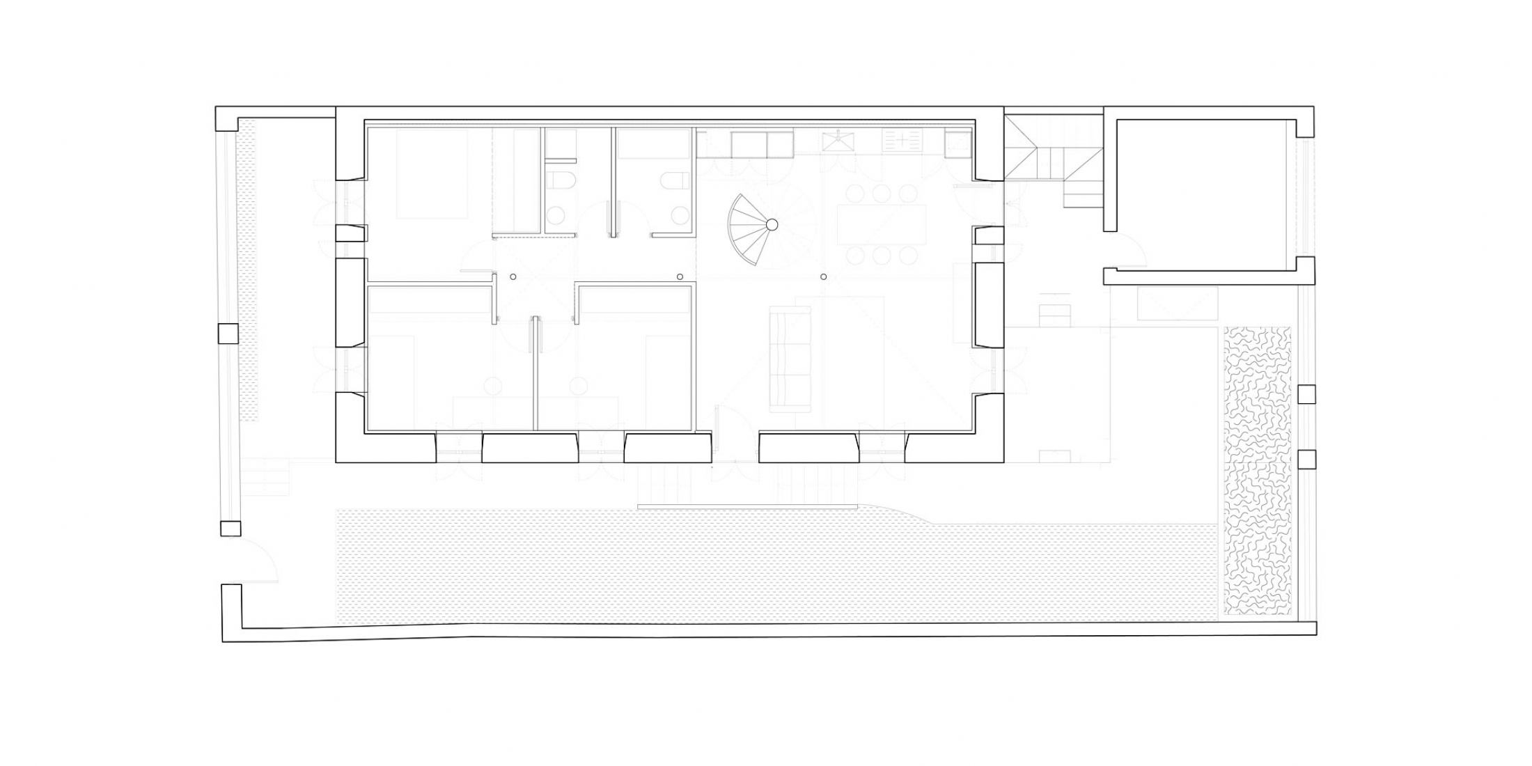 Planta baja del proyecto. Casa Rubens por EstudioReciente. 