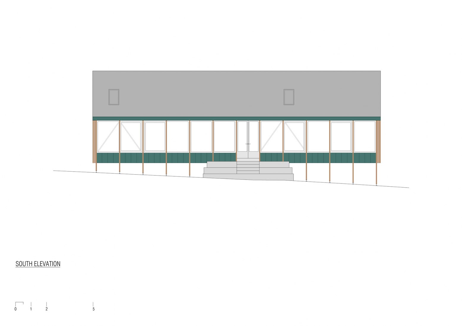 Alzado sur. Casa SP por Rodrigo Valenzuela Jerez (E)studioRO