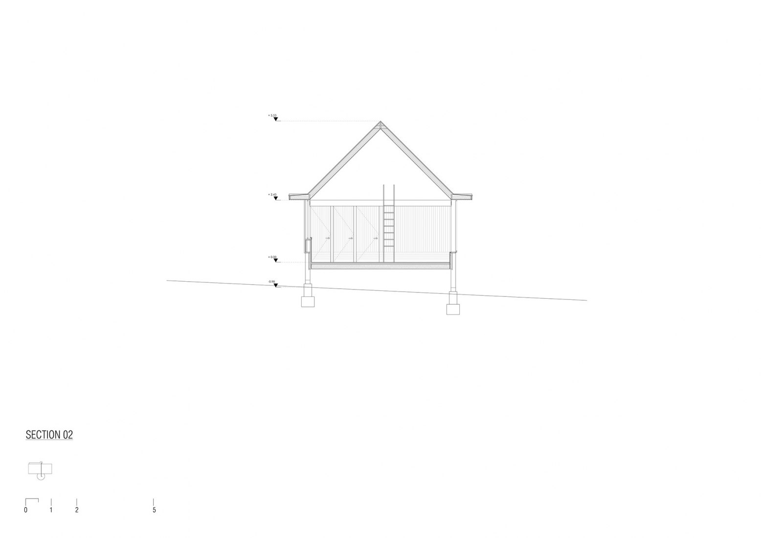 Sección. Casa SP por Rodrigo Valenzuela Jerez (E)studioRO