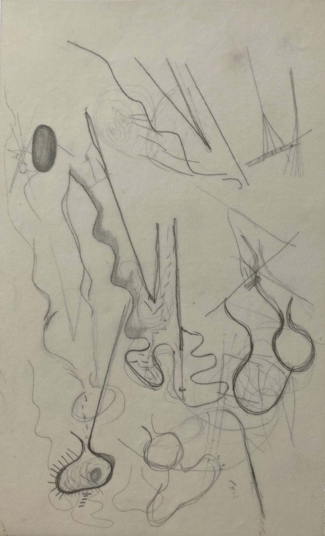 Sketch of Igualada. Igualada Cementery Park by Enric Miralles and Carme Pinós. Exhibition MIRALLES. "A quarts de quatre...". Image courtesy of Foundation Enric Miralles.