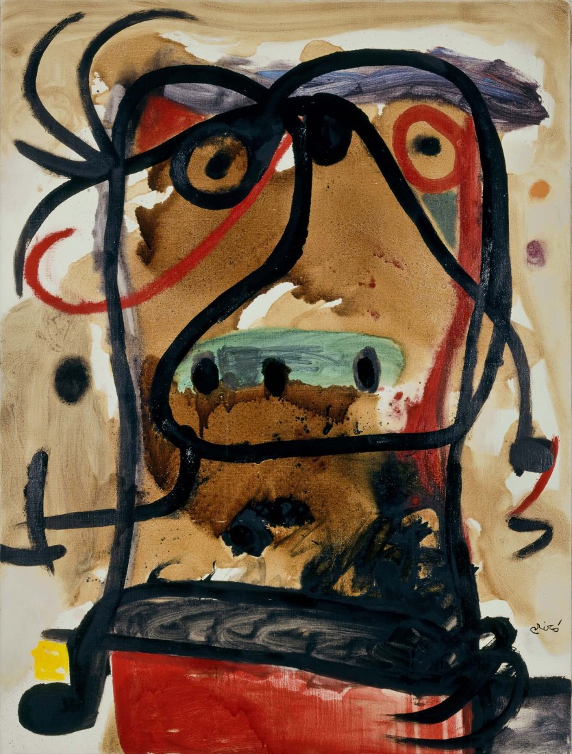 Joan Miró. Tête / Cabeza, 1976. Oil on canvas, 130 x 97 cm. Private Collection in temporary storage. © Successió Miró 2020.