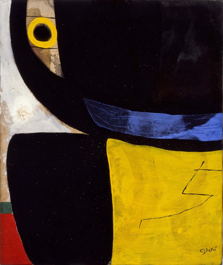 Joan Miró. Tête, oiseau / Cabeza, pájaro, 1976. Oil on canvas, 65 x 54 cm. Private Collection in temporary storage. © Successió Miró 2020. 