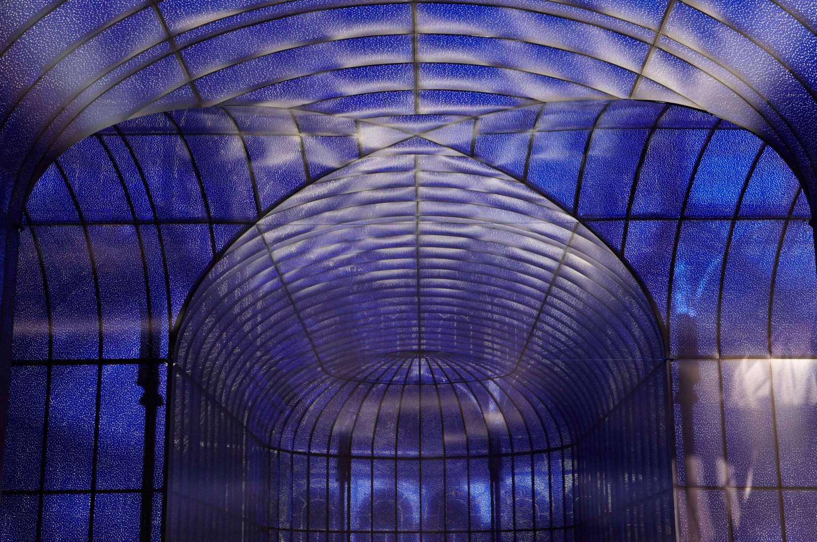Interior+floor installation, "Written in the celestial bodies" by Soledad Sevilla for the Crystal Palace, 2011. Photo: Joaquín Cortés / Roman Lords. MNCARS.