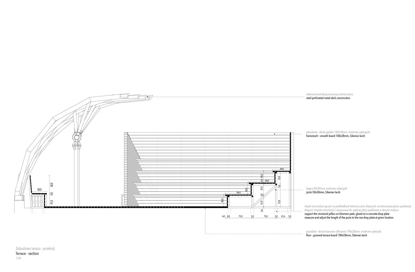Terrace section. Wave One by FAAB Architektura.