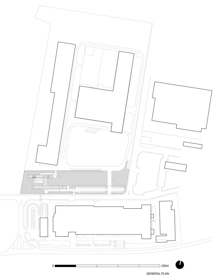Plano de situación. Sede Faber por GEZA - Gri e Zucchi architetti associati.