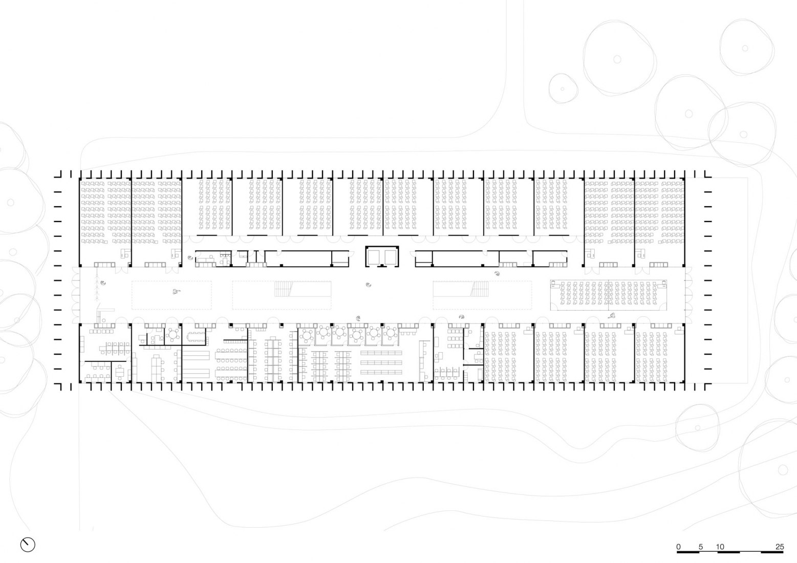 Plan ground floor. New Campus Piracicaba building by KAAN Achitecten. Courtesy by KAAN Architecten
