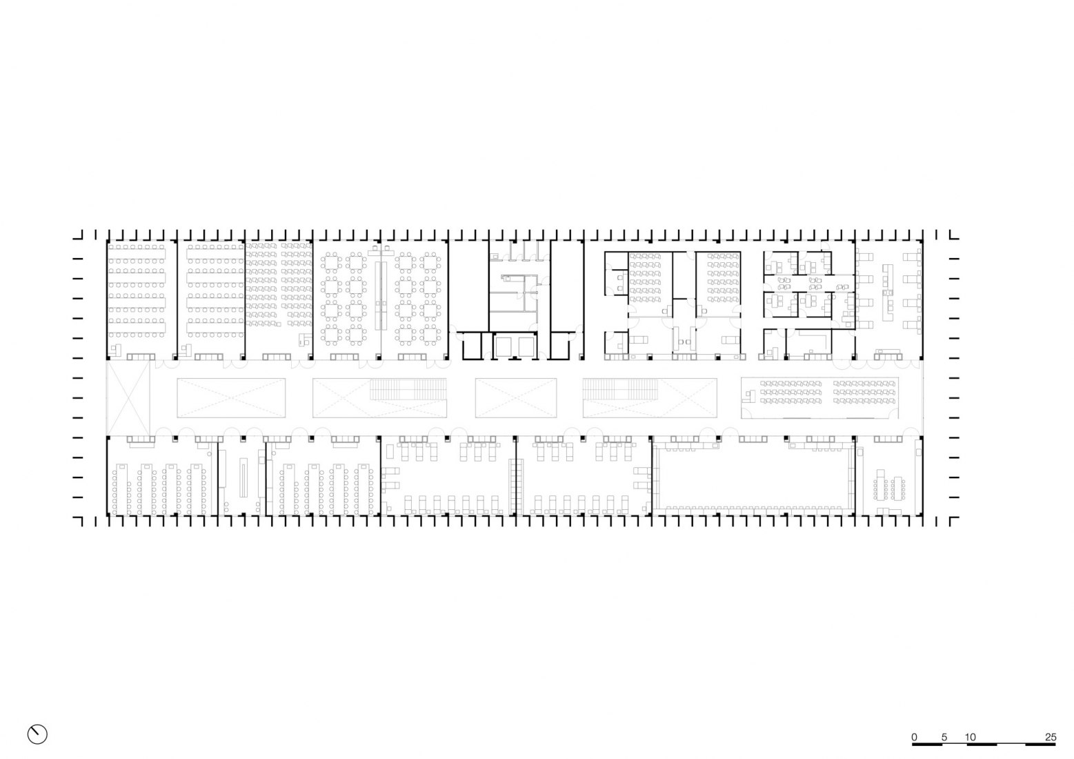 Plan first floor. New Campus Piracicaba building by KAAN Achitecten. Courtesy by KAAN Architecten