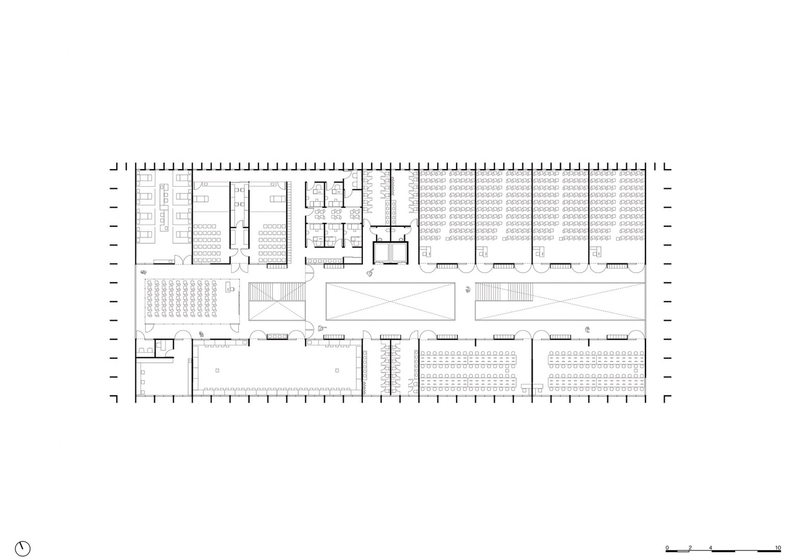 Planta segunda. Facultad de Medicina São José dos Campos por KAAN Architecten.