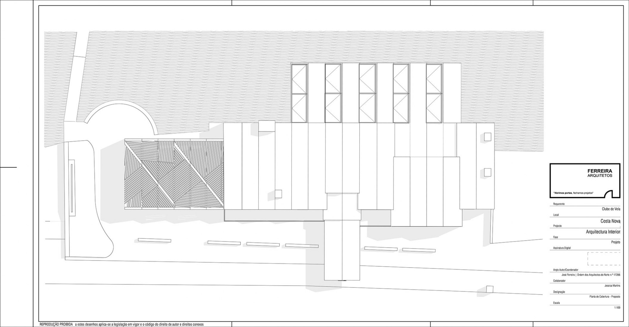 Planta de cubiertas. Restaurante Clube de Vela da Costa Nova por Ferreira Arquitectos