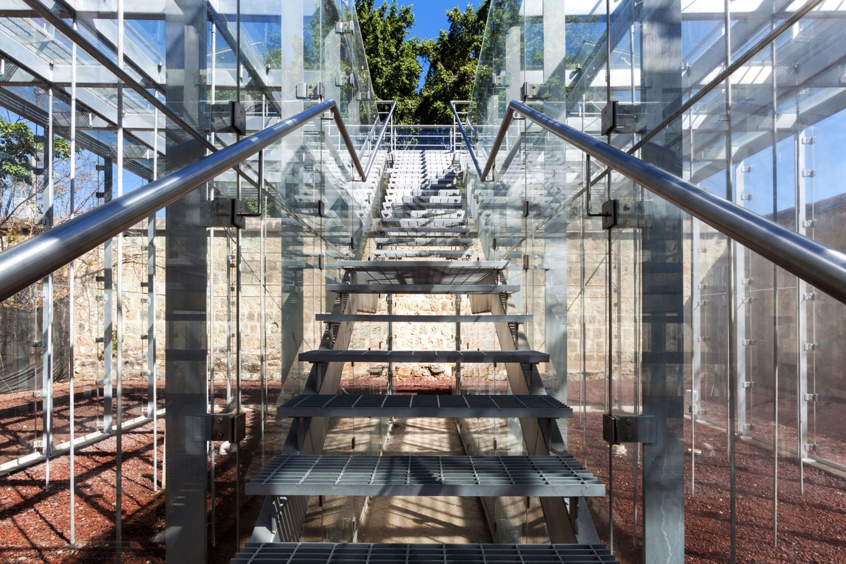 Central staircase. Orchid Educational Pavilion by FGP Atelier. Photograph by FGP Atelier