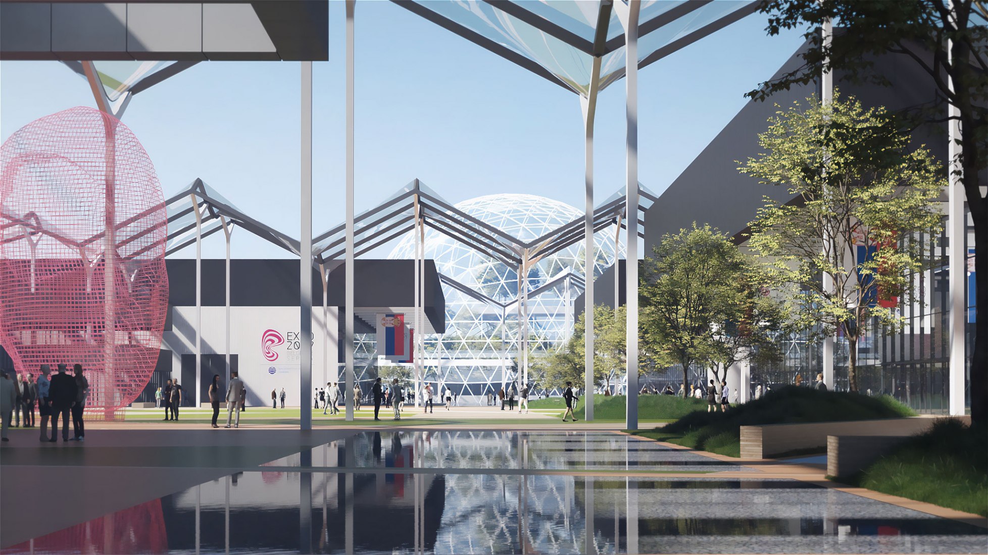 Expo 2027 will be held in Serbia with a project by Fenwick Iribarren. Rendering.