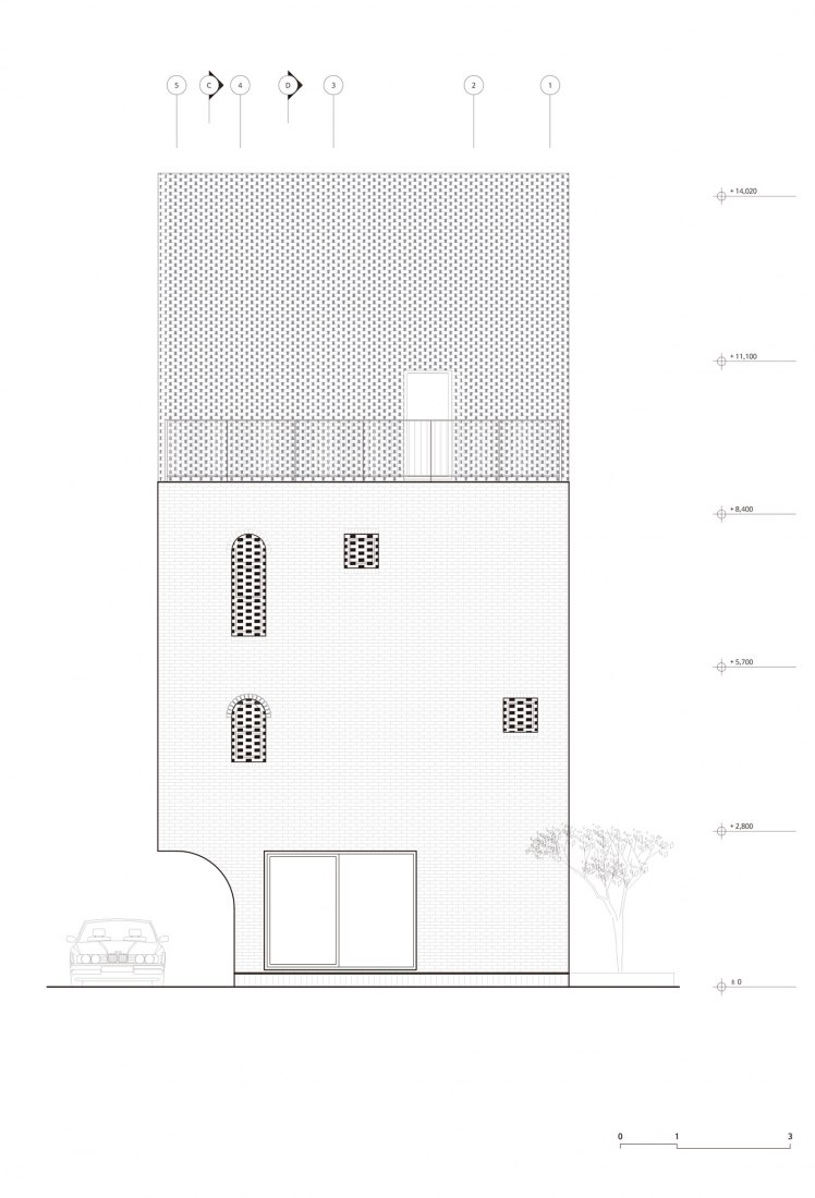 North elevation. Five story house by stpmj.