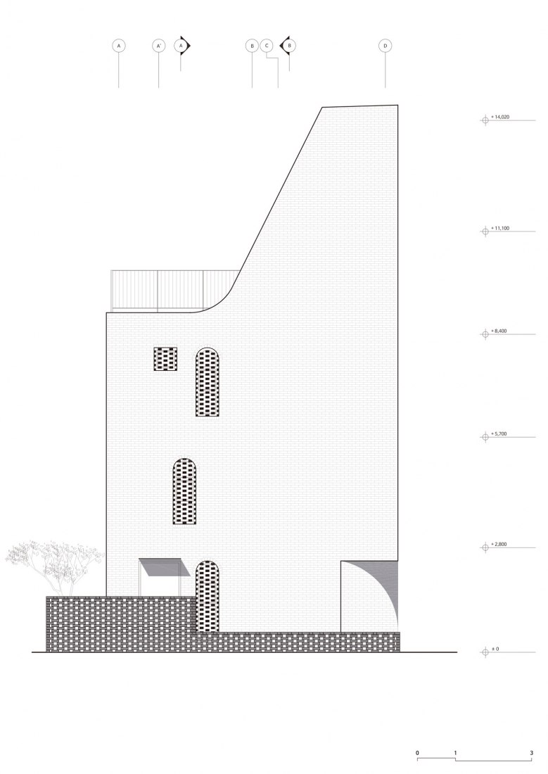 West elevation. Five story house by stpmj.