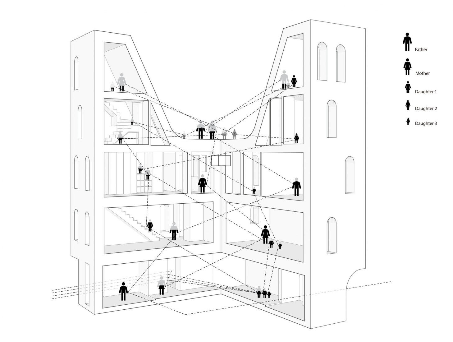 Axonometric. Five story house by stpmj.