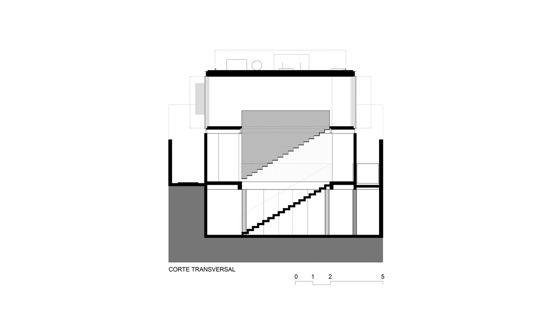 Sección transversal. Casa Bento por FCstudio. 