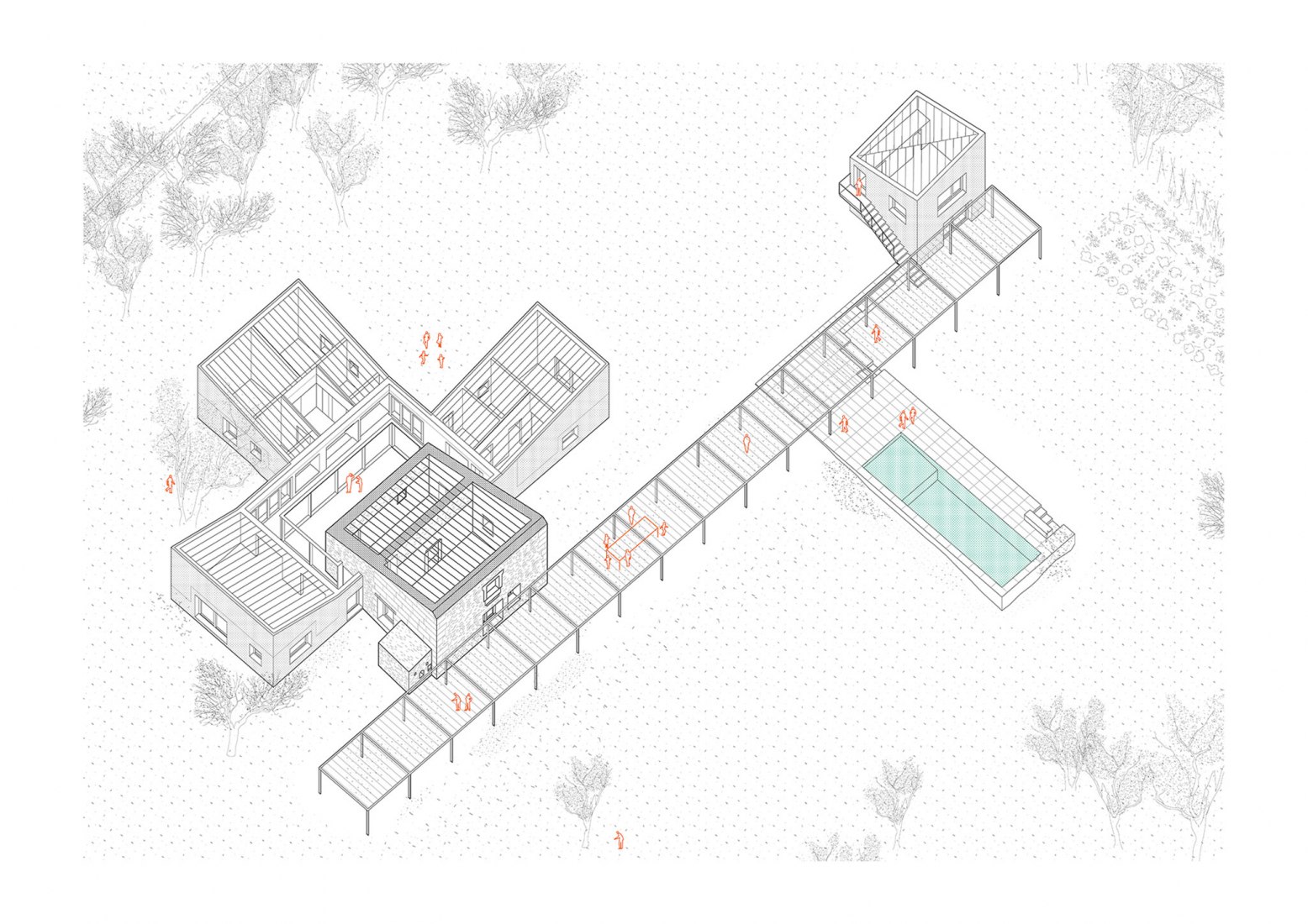 Axonometría. Habitar el campo por Flexoarquitectura + Bàrbara Vich.