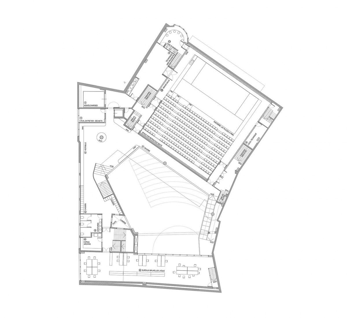 Second floor plan. Renovation of  Ancien Théâtre des Variétés by Flores & Prats and Ouest Architecture.