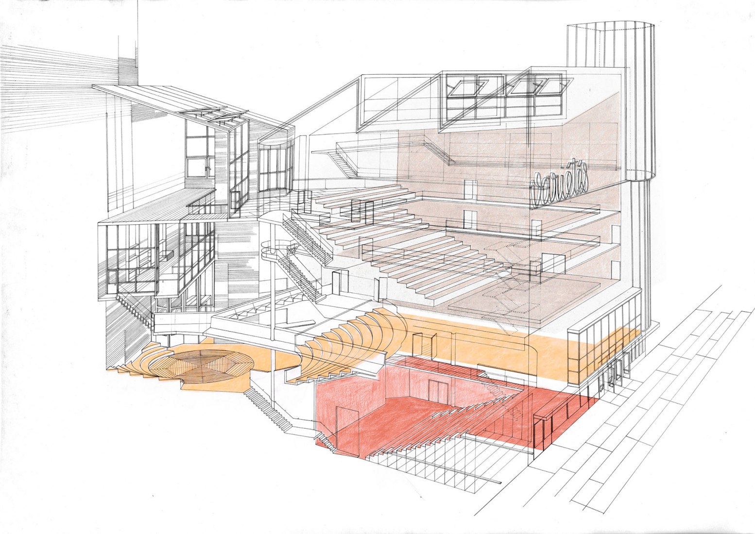 Rendering. Renovation of  Ancien Théâtre des Variétés by Flores & Prats and Ouest Architecture.