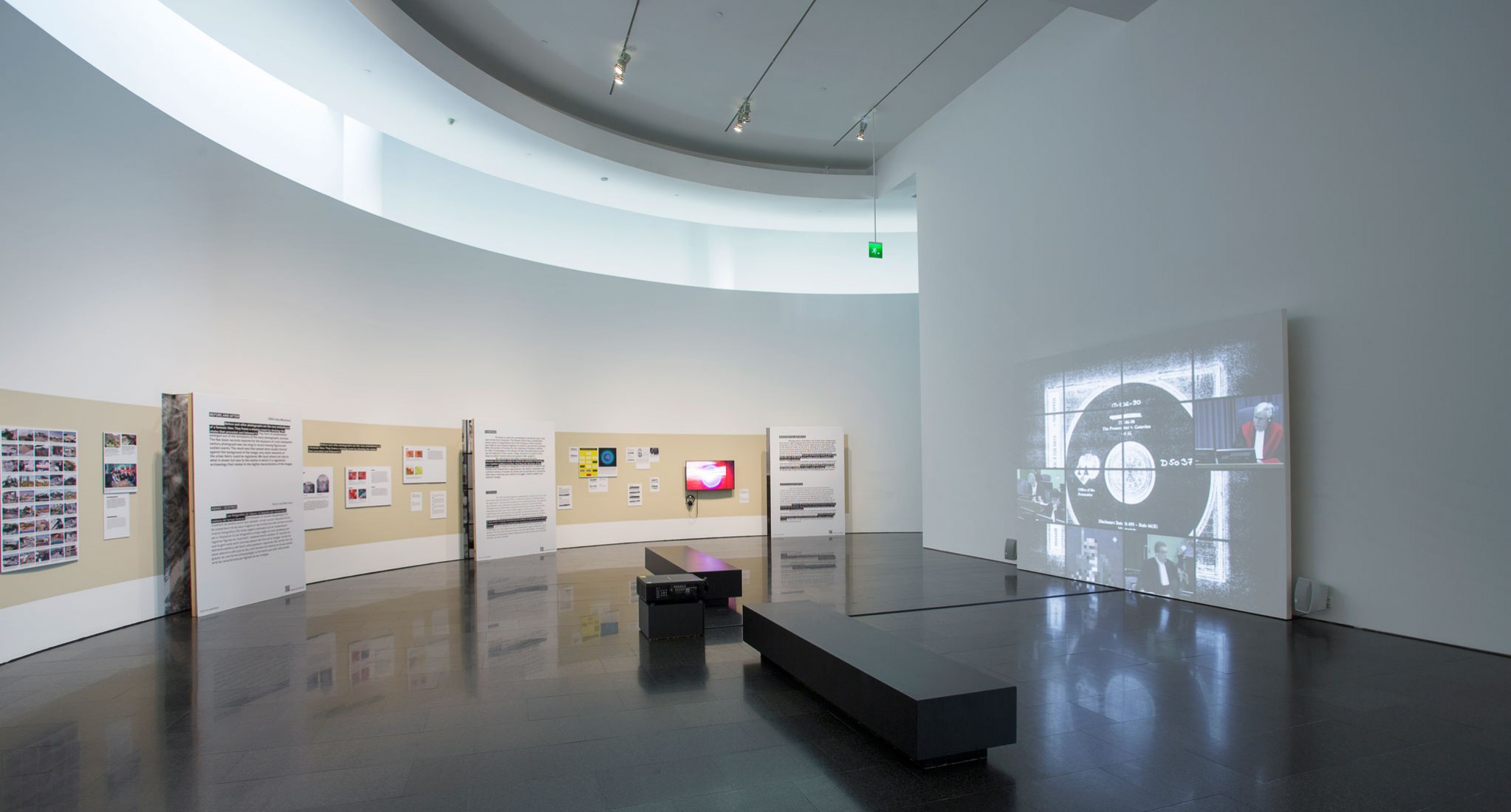 Views of the exhibition 'Forensic Architecture. Towards a research aesthetic ', 2017. Image courtesy of MACBA