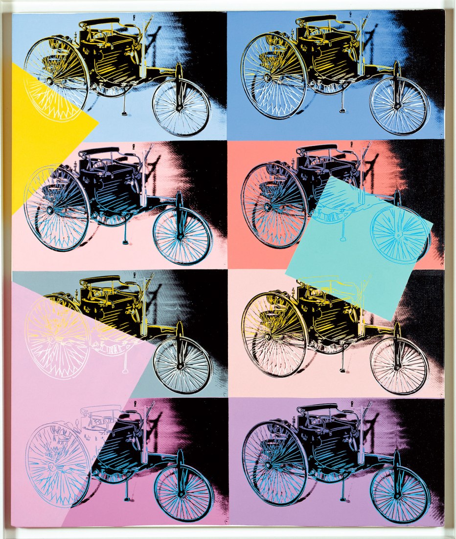Andy Warhol. Benz Patent Motor Car (1886), 1986. Serigrafía y acrílico sobre lienzo 153 x 128 cm Mercedes-Benz Art Collection, Stuttgart / Berlin. Acquired 1986 2022, The Andy Warhol Foundation for the Visual Arts, Inc. Fotografía por Uwe Seyl, Stuttgart.