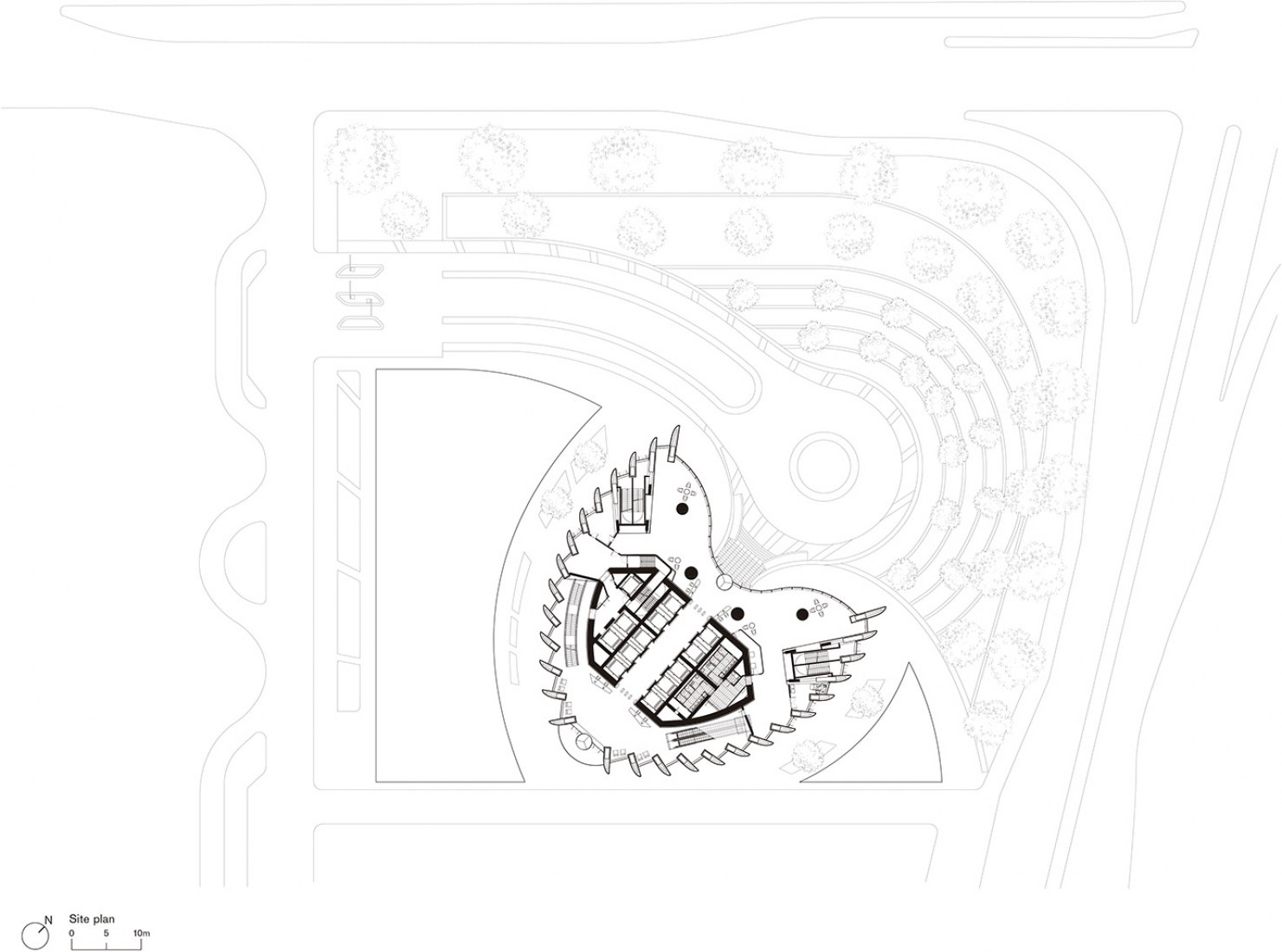 Site plan. Headquarters of the National Bank of Kuwait by Foster + Partners.  