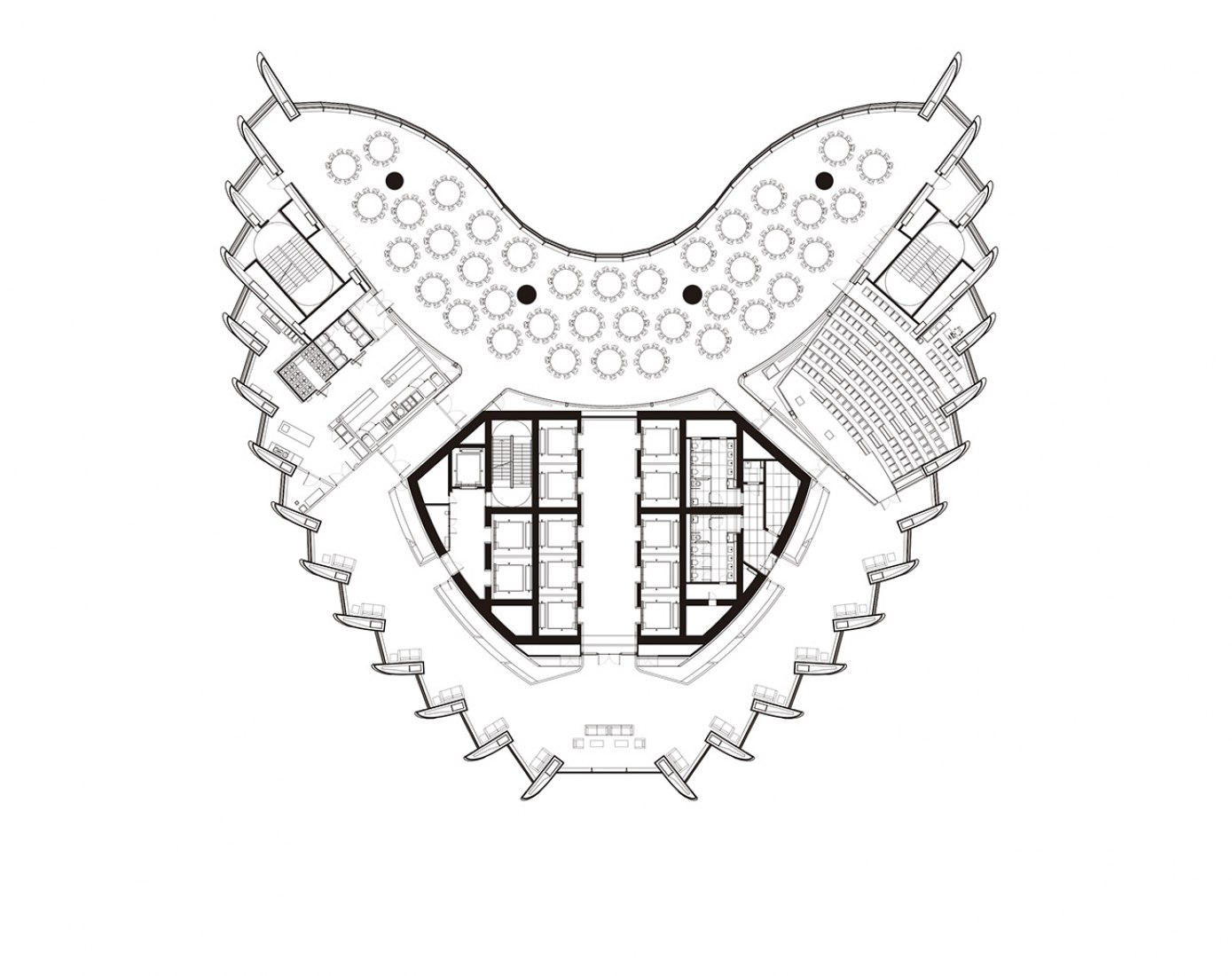 Ballroom level. Headquarters of the National Bank of Kuwait by Foster + Partners.  