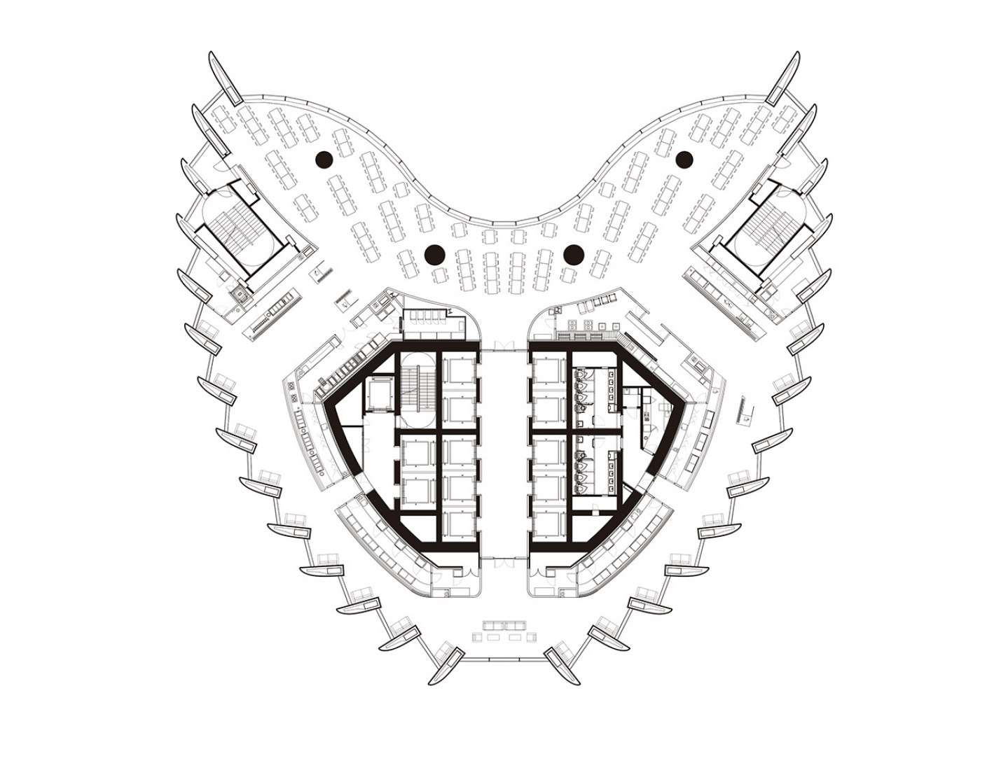 Restaurant floor plan . Headquarters of the National Bank of Kuwait by Foster + Partners.