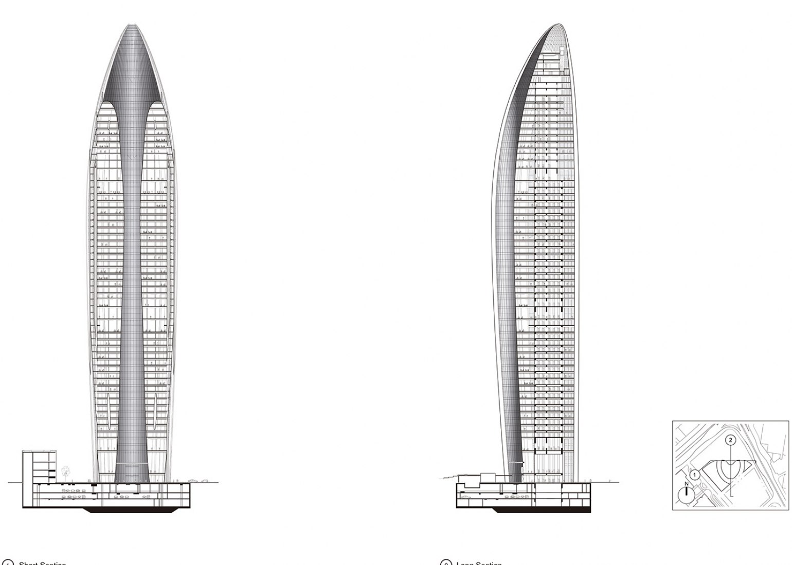 Section. Headquarters of the National Bank of Kuwait by Foster + Partners.