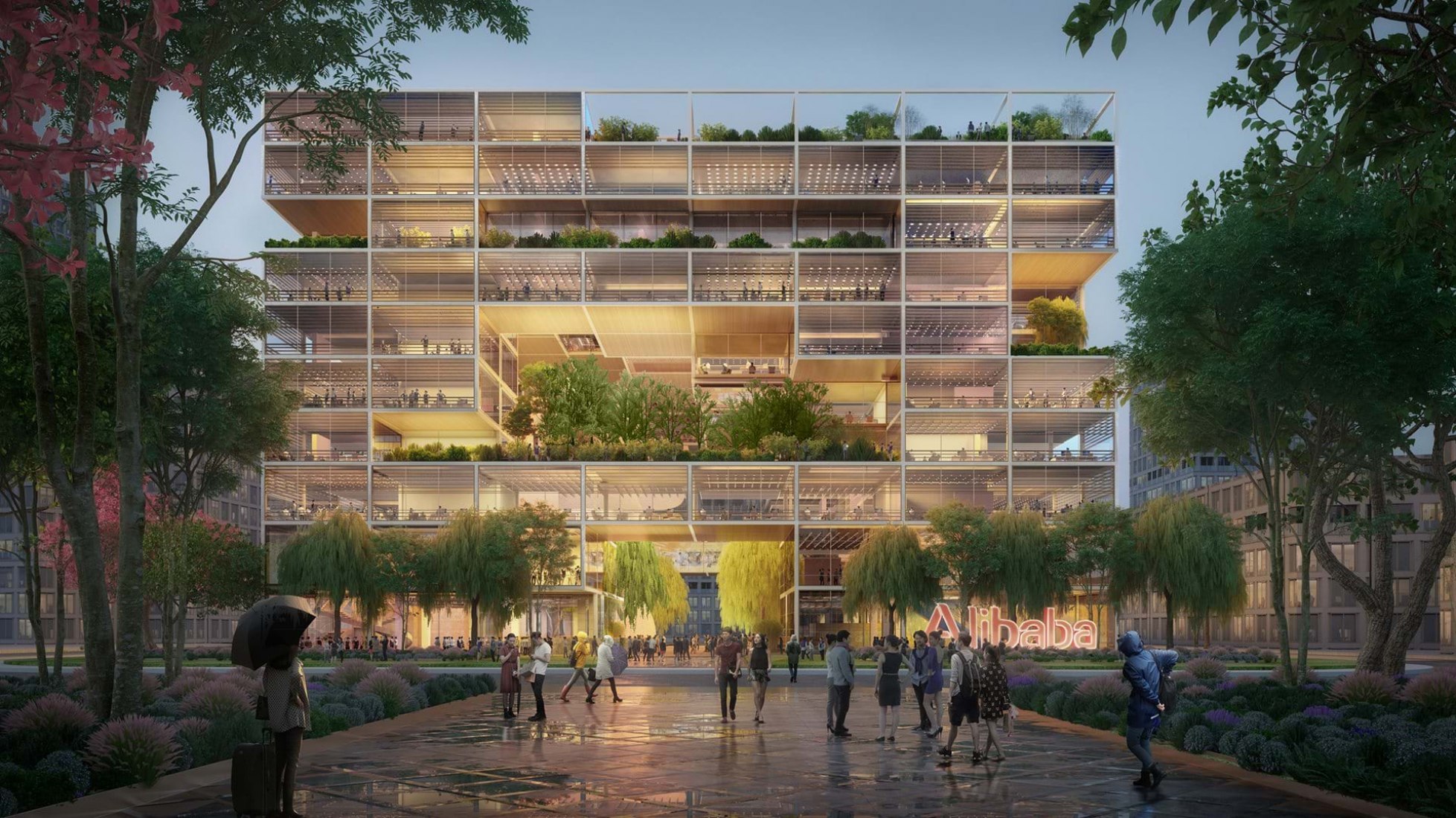 Rendering. Alibaba’s new HQ by Foster + Partners