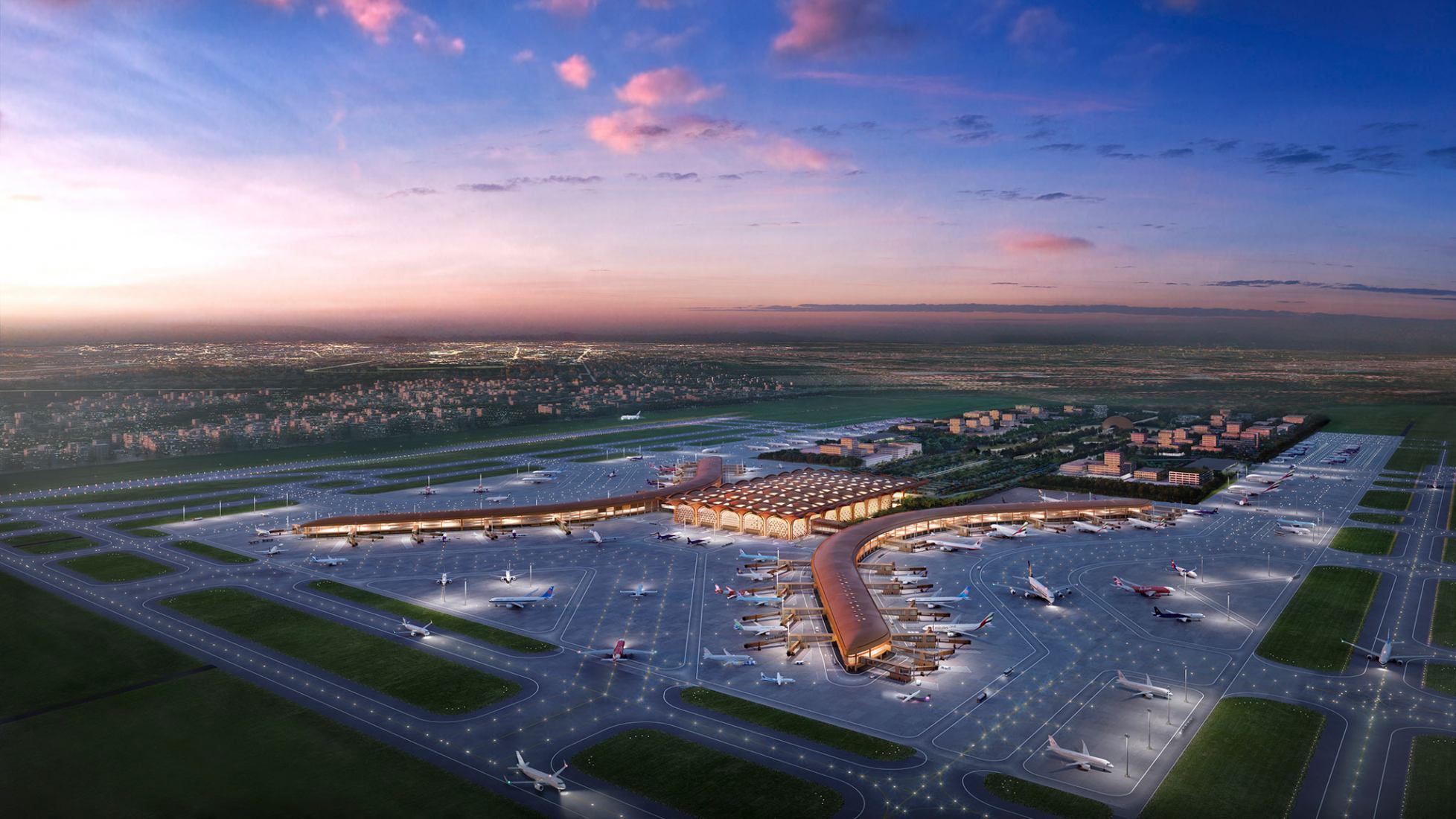 Techo International Airport by Foster + Partners. Courtesy of Foster + Partners.