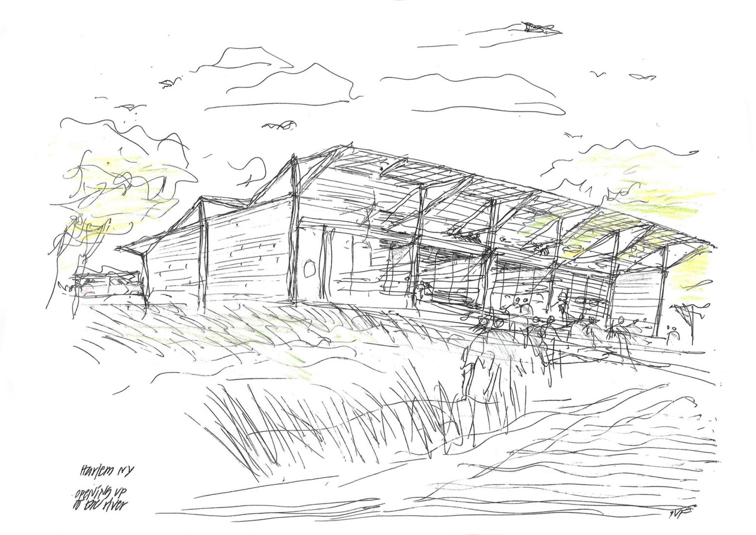 Croquis. Embarcadero Harlem. Imagen cortesía de Foster + Partners