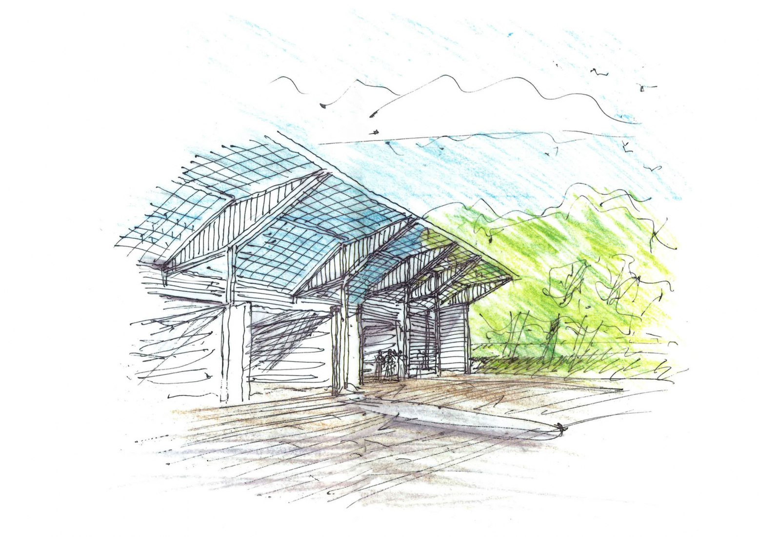 Croquis. Embarcadero Harlem. Imagen cortesía de Foster + Partnersch. Harlem Boathouse. Image Courtesy of Norman Foster