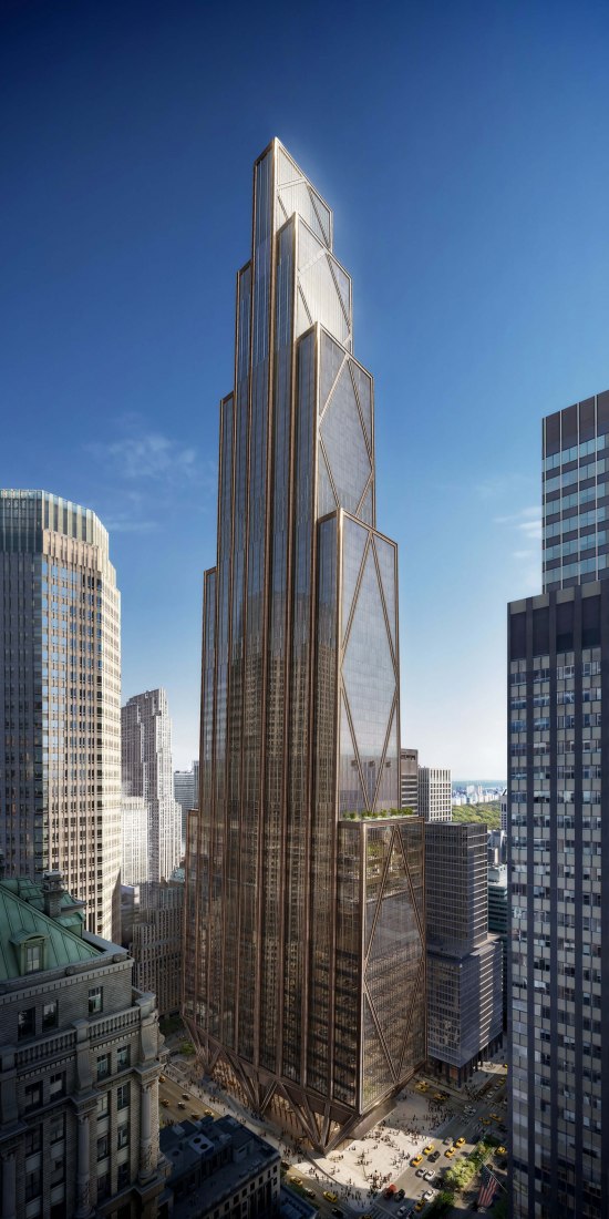 La nueva sede de JP Morgan Chase en 270 Park Avenue tendrá espacio para 14.000 empleados. Actualmente está en construcción. Visualización por DBOX para Foster + Partners