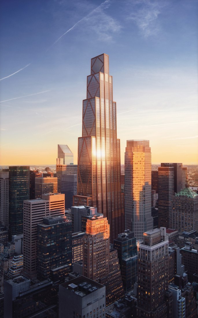 Foster + Partners diseñará una torre en el sitio del antiguo edificio Union Carbide. Visualización por DBOX para Foster + Partners