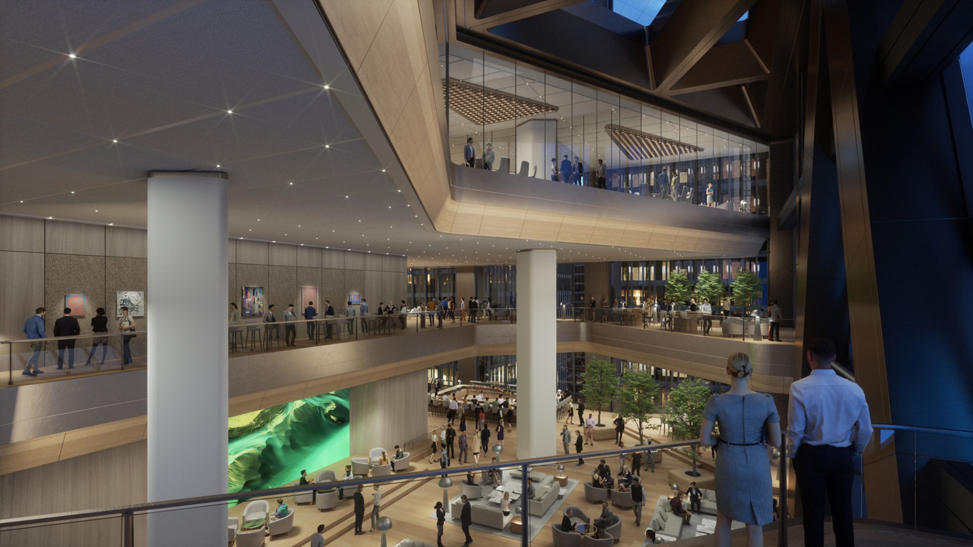 El nuevo edificio contará con más espacios comunes. Visualización por DBOX para Foster + Partners