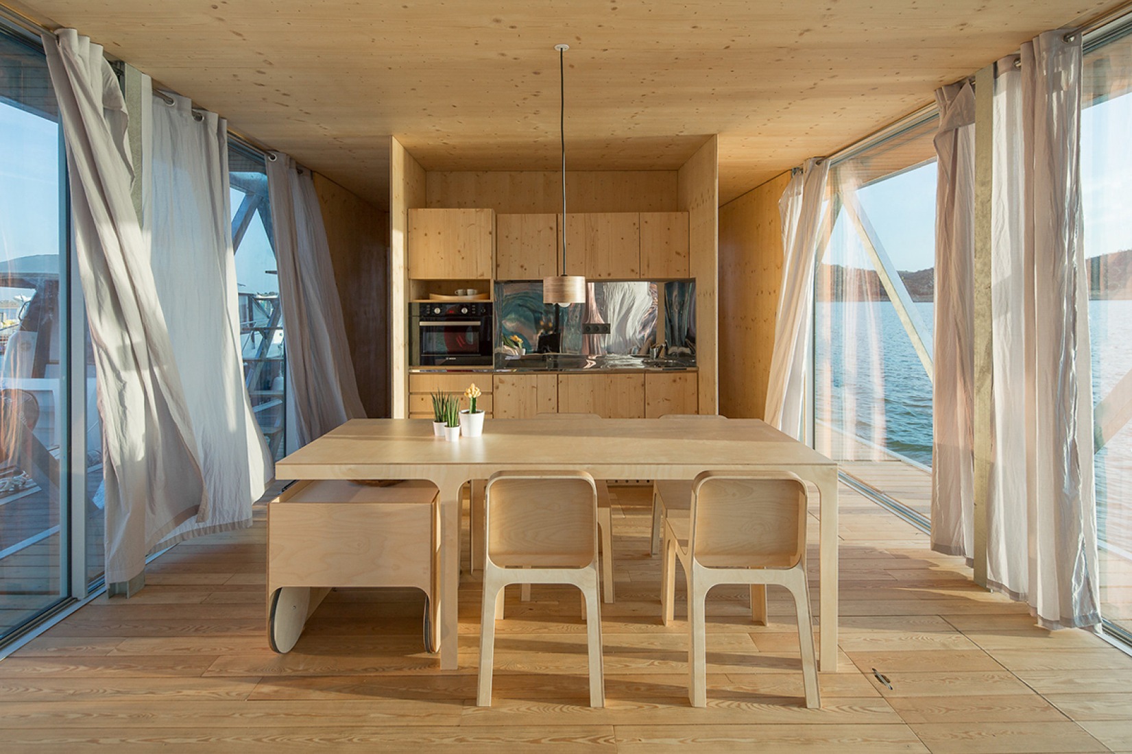 Interior view of the Floating house, by Friday S.A. Photography © José Campos.