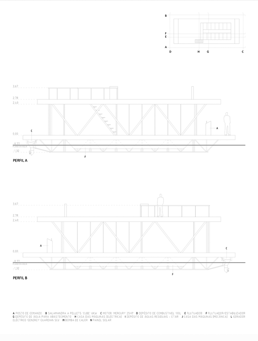 Elevations of the Floating house, by Friday S.A.