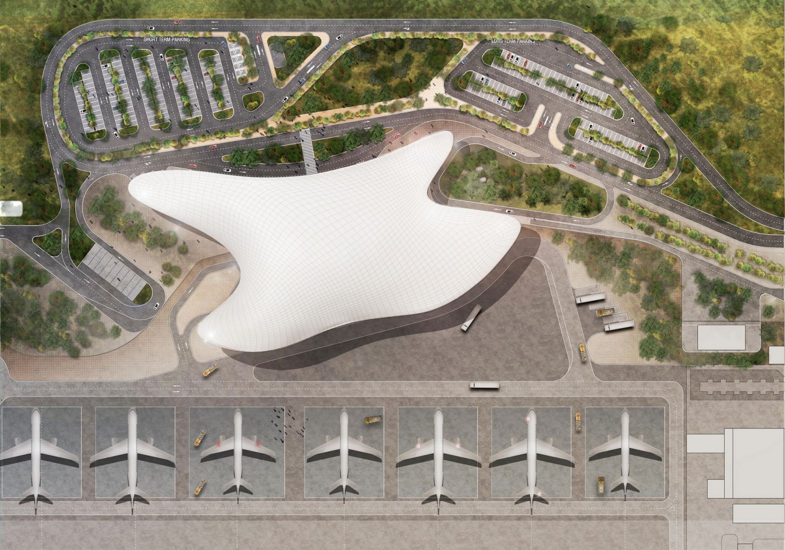 Rendering. Gelendzhik Airport Russia by Studio Fuksas.