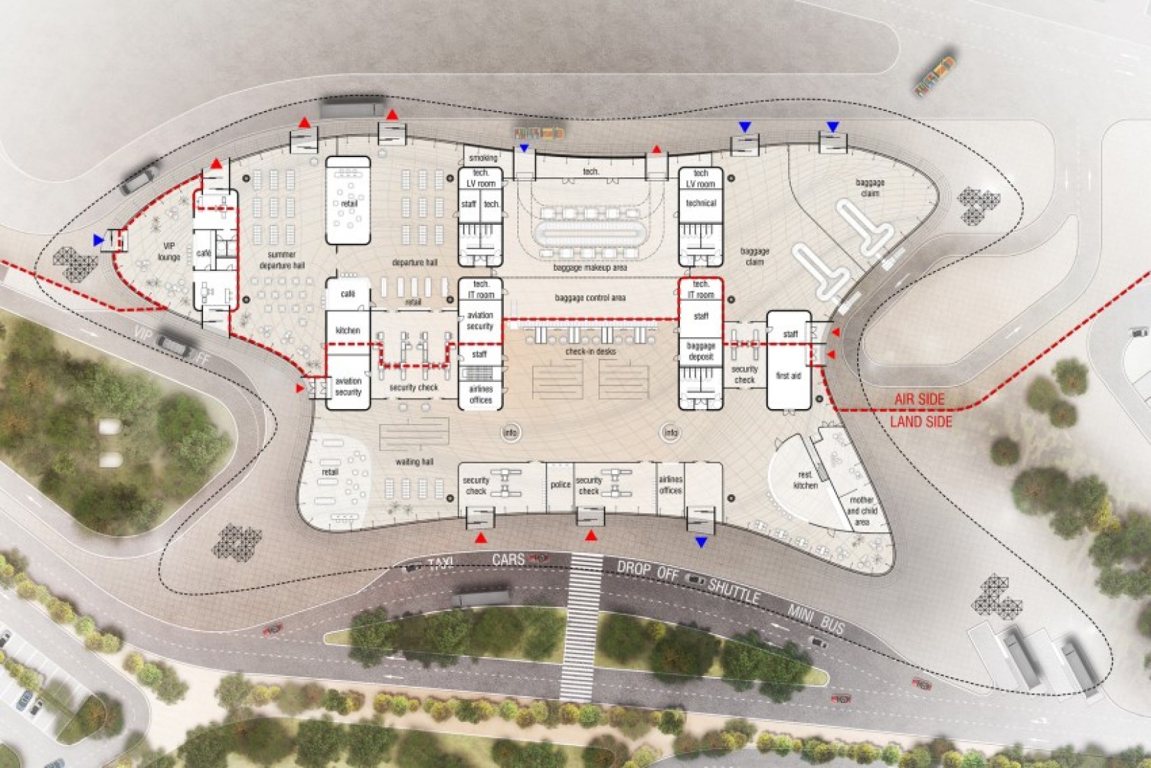 Ground floor plan. Gelendzhik Airport Russia by Studio Fuksas.