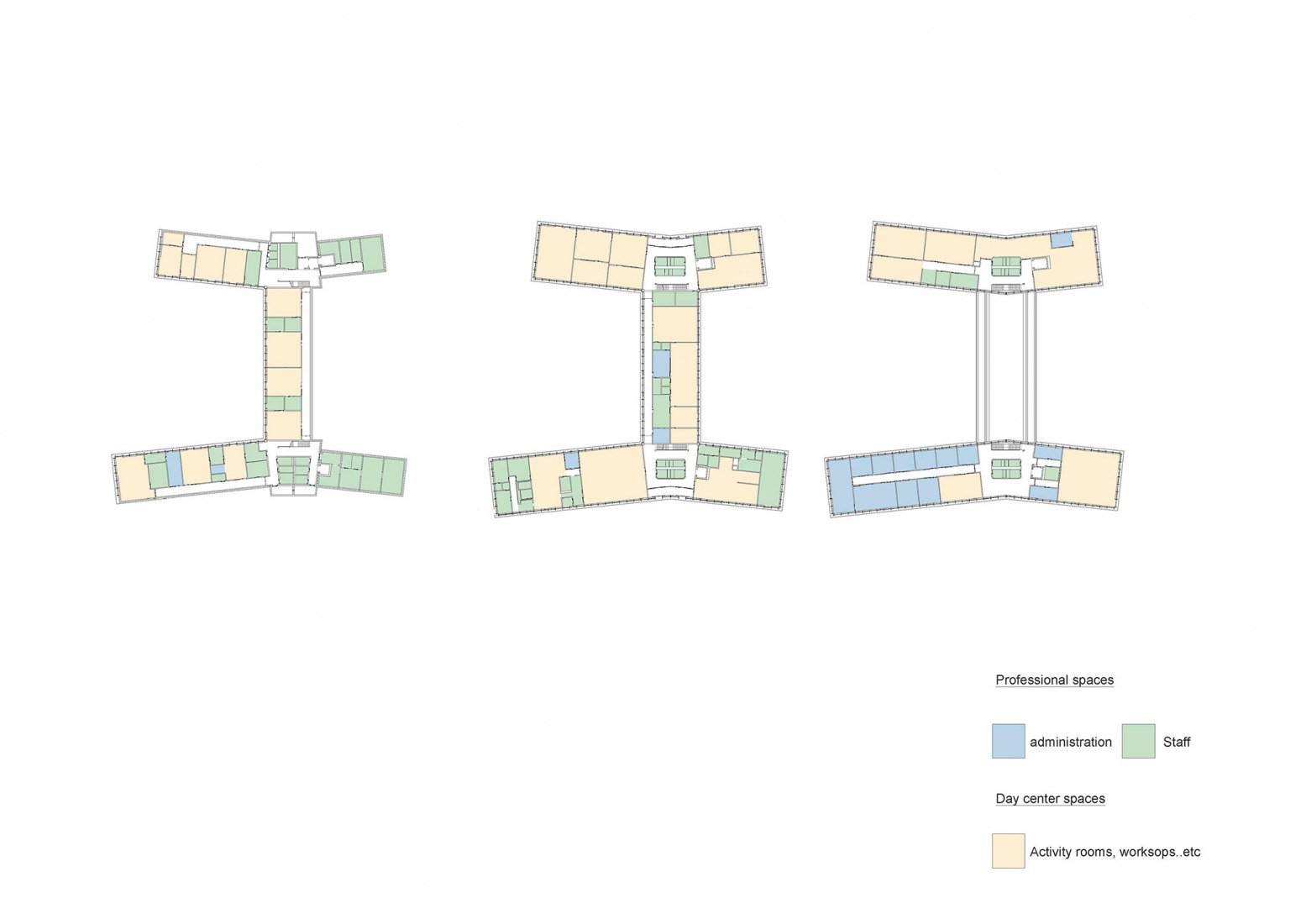 Planos con programa. Talleres socioeducativos para personas con discapacidad de la Fundación l'Espérance por FWG Architects.