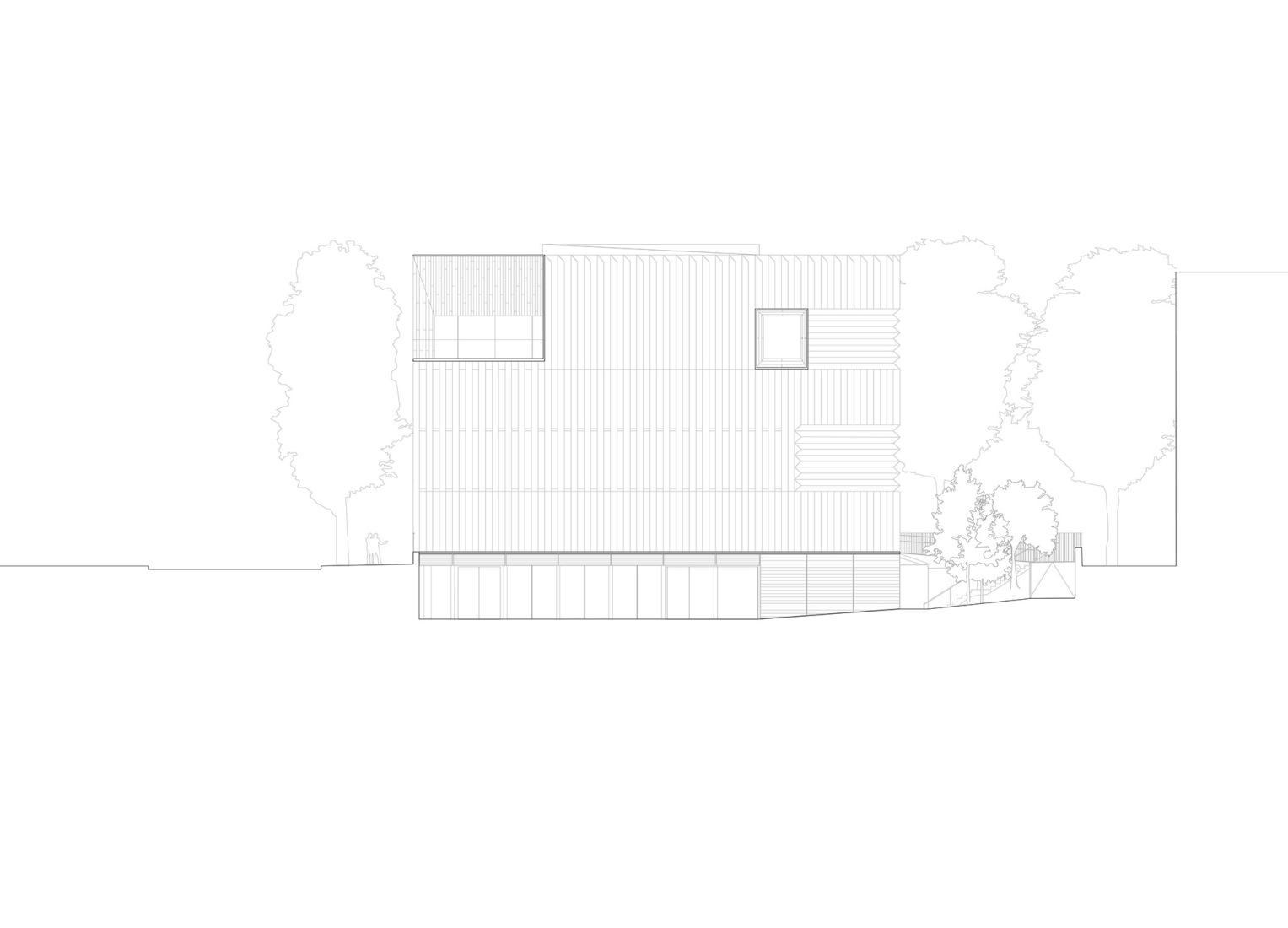 Alzado noroeste. Biblioteca Gabriel García Márquez por SUMA Arquitectura.